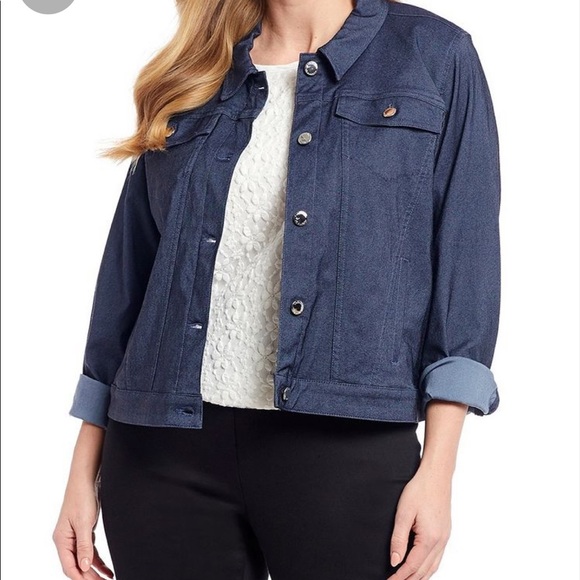 Calvin Klein Plus Size Stretch Denim Jean Jacket. - Picture 1 of 13